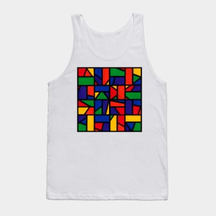 Rainbow Geometric Abstract Acrylic Painting III Tank Top